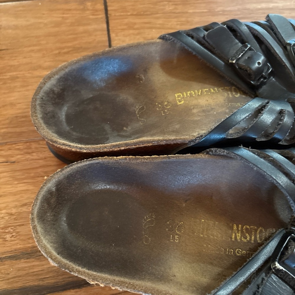 Birkenstock Granada Sandals Black Double Strap Buckle Slide Shoe SZ 36 US 6 - Picture 4 of 9